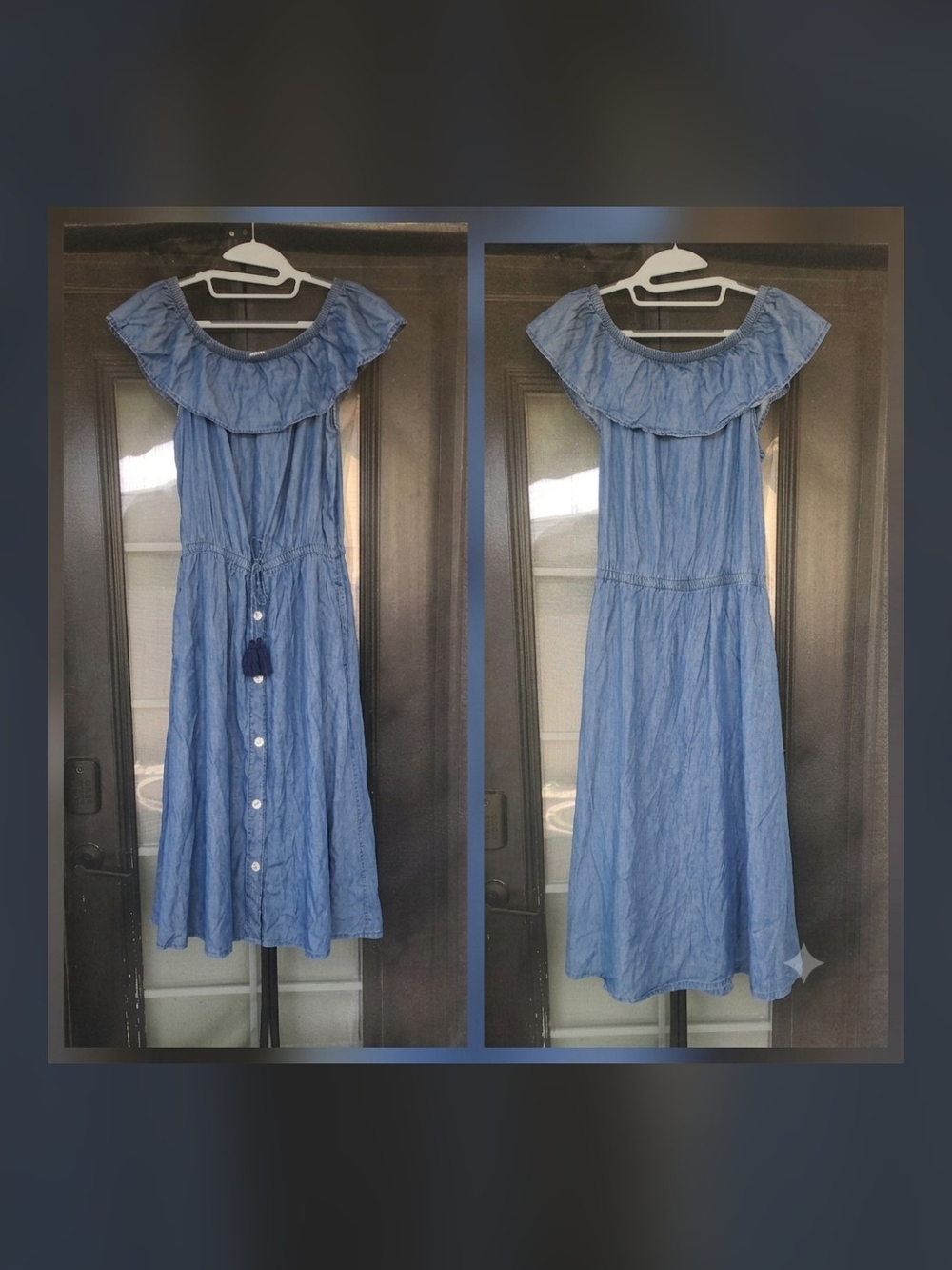 Tommy Bahama Blue Off-Shoulder Button-Front Maxi Dress - Picture 2 of 2
